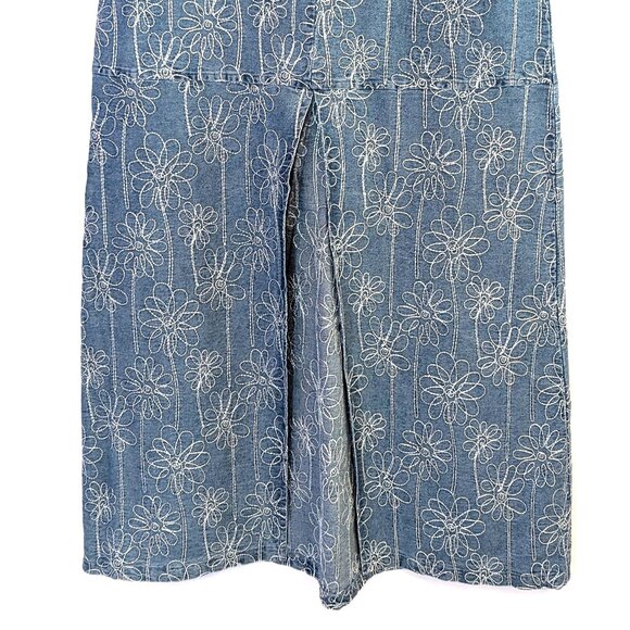NWT House of Harlow 1960 | Floral Embroidered Denim Maxi Skirt Blue | Size 6 - Picture 6 of 13